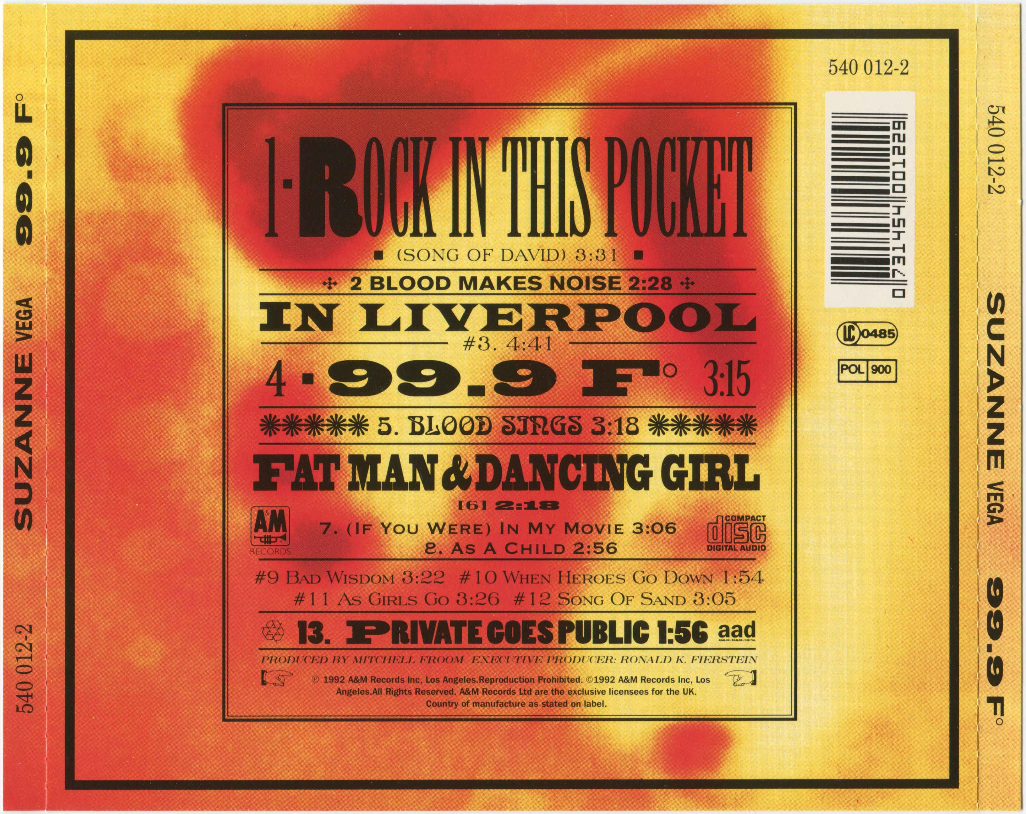 Suzanne Vega  99.9 F : Back